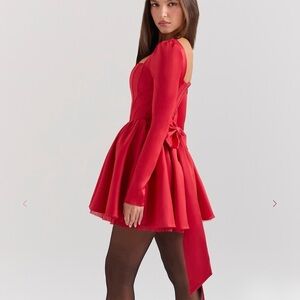 House of CB Red Long Sleeve Dress